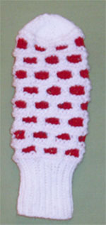 100% Wool Bubble Mitt-Red-white