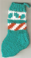 Hand Knit Mini Stocking-Christmas Holly