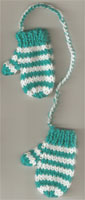 Hand Knit Mini Mitts-Light Green/ Stripe