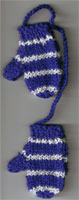 Hand Knit Mini Mitts-Royal/White Sparkle/Stripe