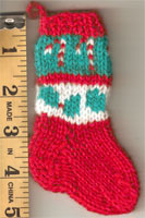 Hand Made Mini Stocking- Candy Cane & Holly