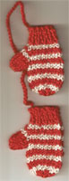 Hand Knit Mini Mitts-Red/Ecru Sparkle