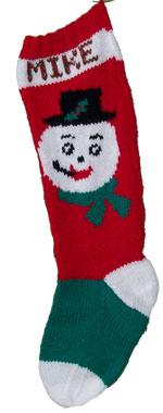  hand knit  snowman christmas stocking