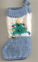 Hand Knit Mini Christmas Tree Stocking